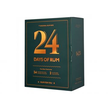 Rumový Adventní kalendář Green 24×0,02l 43,7% + 2x sklo (dárkové balení)