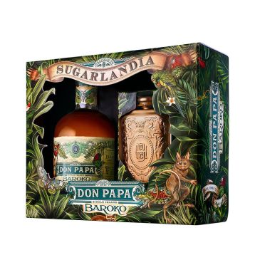 Don Papa Baroko Rum & Hip Flask 0,7l 40% (darčekové balenie)
