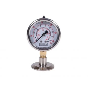 1,5" tri-clamp tlakomer kvapalinový 0-3 bar