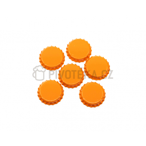 Korunkové uzávěry 26 mm oranžové – 100 ks