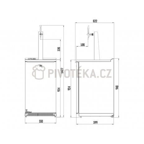 Kegerator Lindr Combi Cold bar 50 Green Line