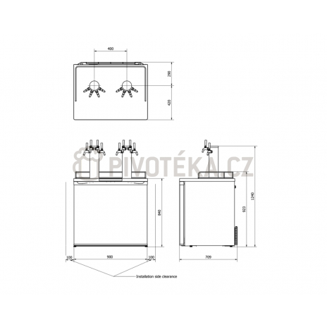 Set kegerator Xplus sestava stojan 4x kohout naražeče ball lock